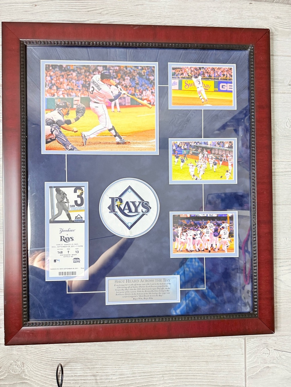 Tampa bay rays Evan Longoria home run hit memorabilia framed collectibles art